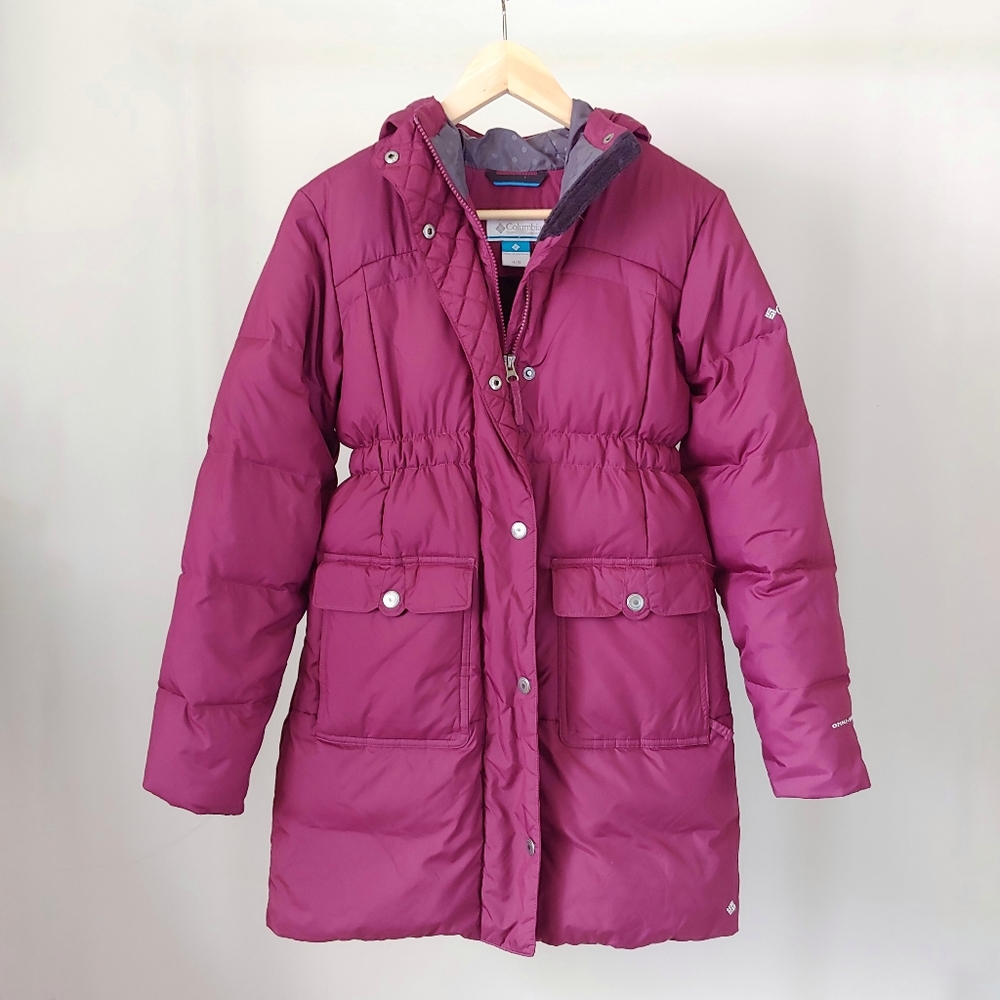 Columbia Girls Snow Escape Hooded Winter Down Puffer Long Jacket Size 14 / 16